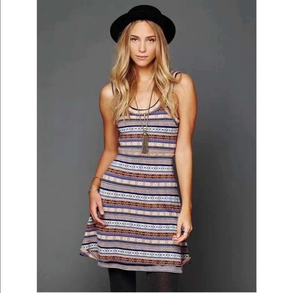 Free People $128 fair isle knit boho tank dress S cottagecore gypsy hippie